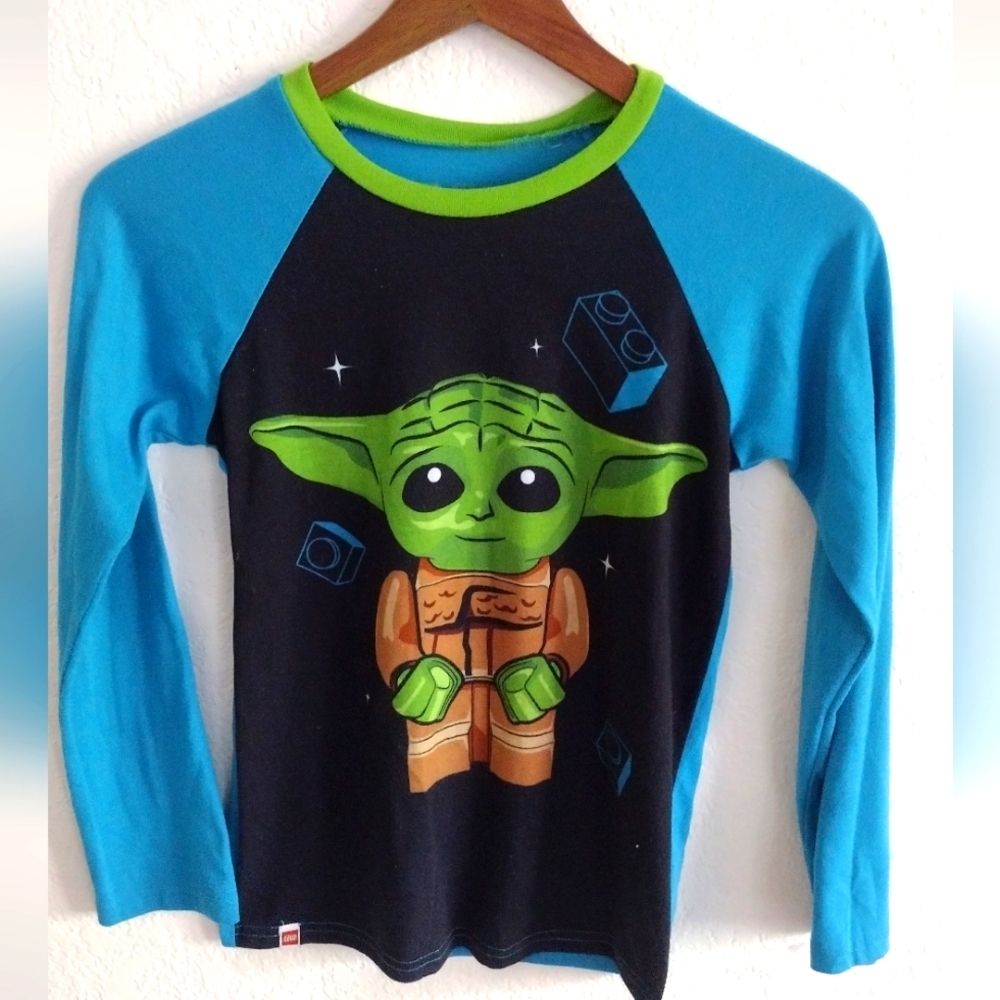 Star Wars Kids Blue and Green Character Long Sleeve Shirt Pajama Top